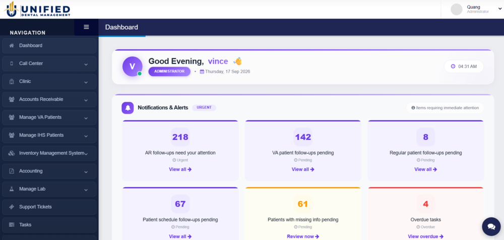 Practice dashboard